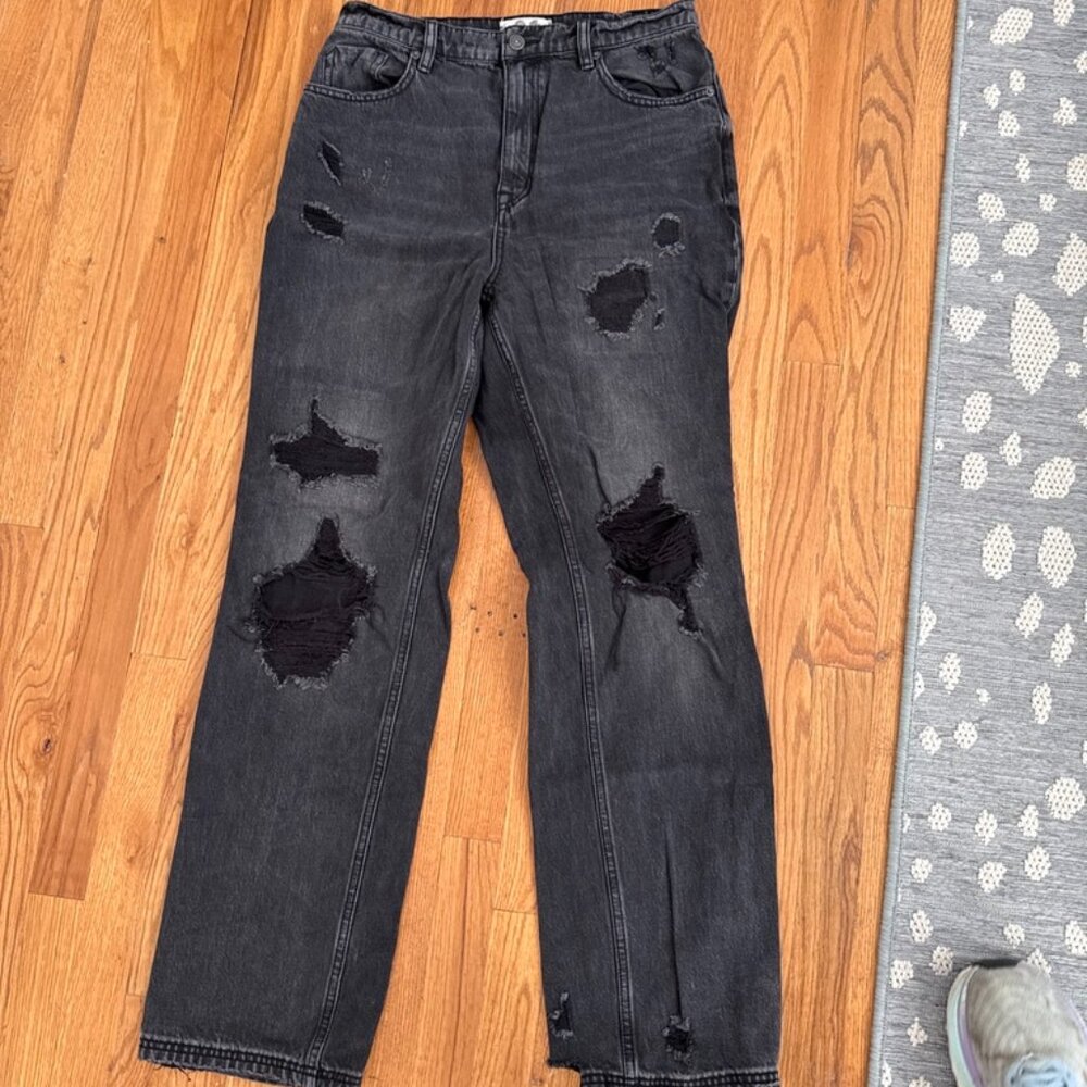Free People We The Free Black Distressed Jeans Size 31